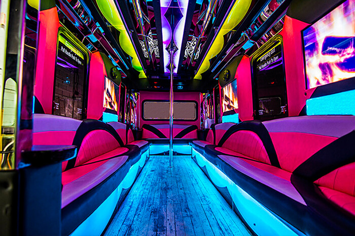 pink bus interior