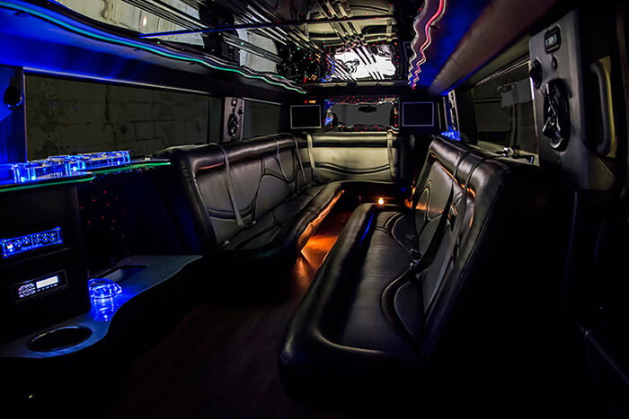 interior of a Hummer limo